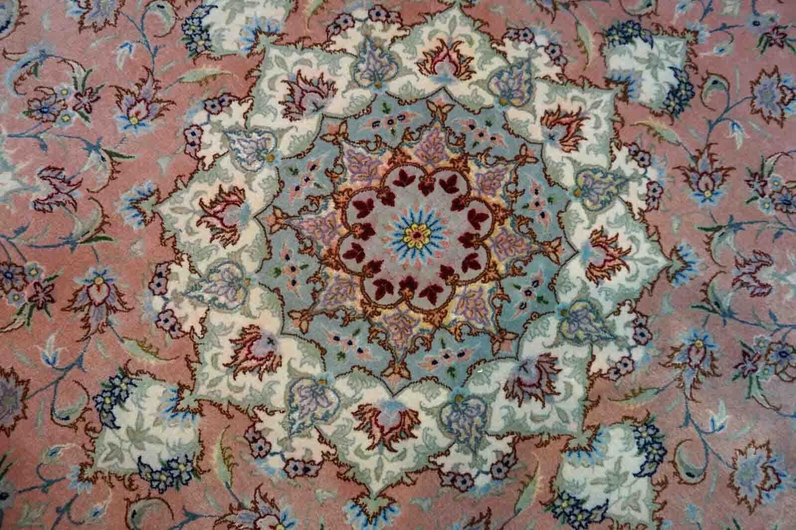 Handgefertigter Vintage-Tabriz-Teppich 1970er Jahre, 1D29 (Seide) im Angebot
