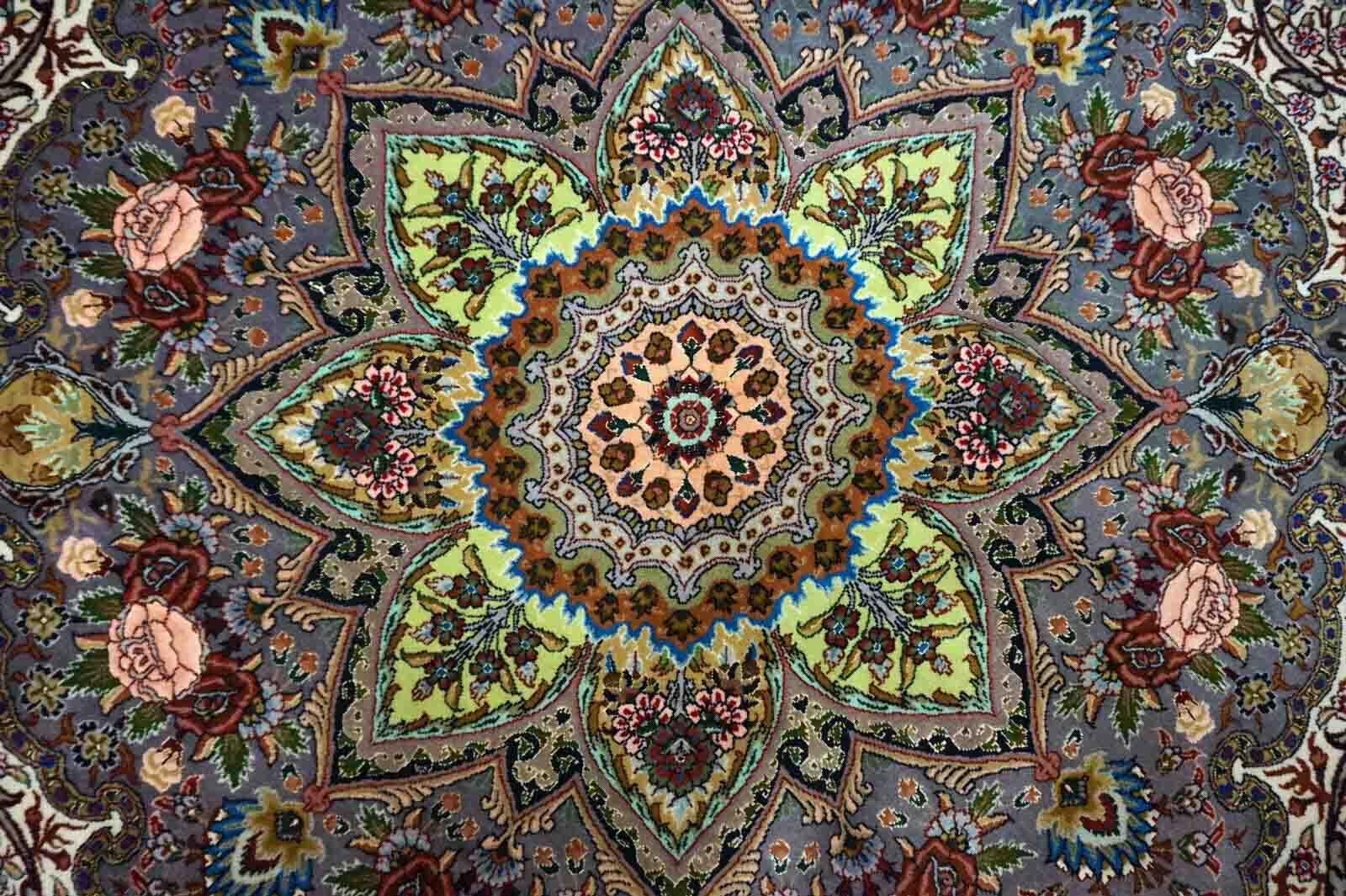 Silk Handmade Vintage Tabriz Rug 1970s, 1D36 For Sale