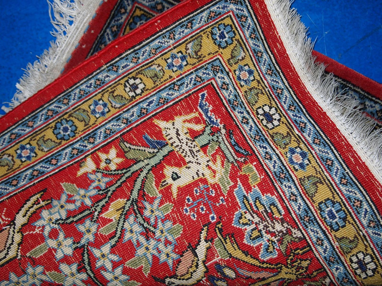 Asian Handmade Vintage Tabriz Style Mat, 1950s, 1C383 For Sale