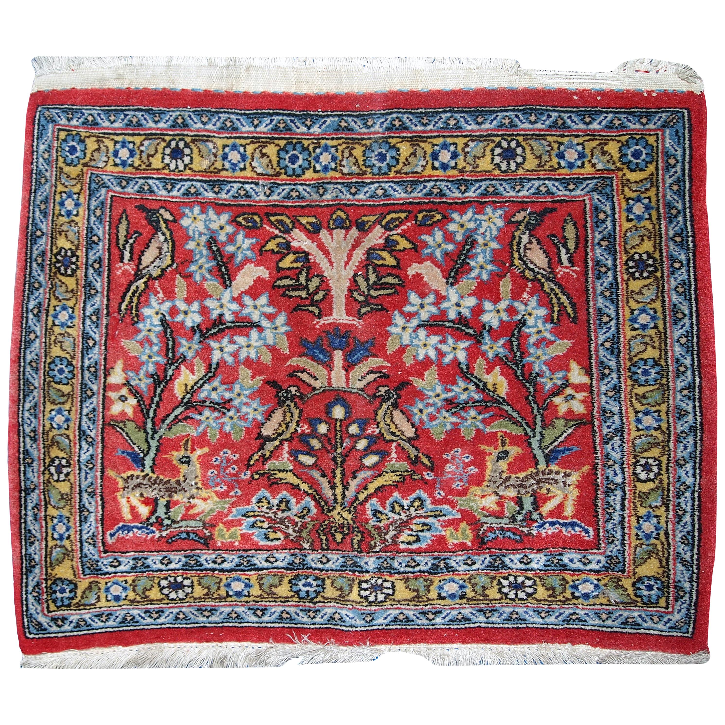 Tappetino fatto a mano in stile Tabriz vintage, anni '50, 1C383