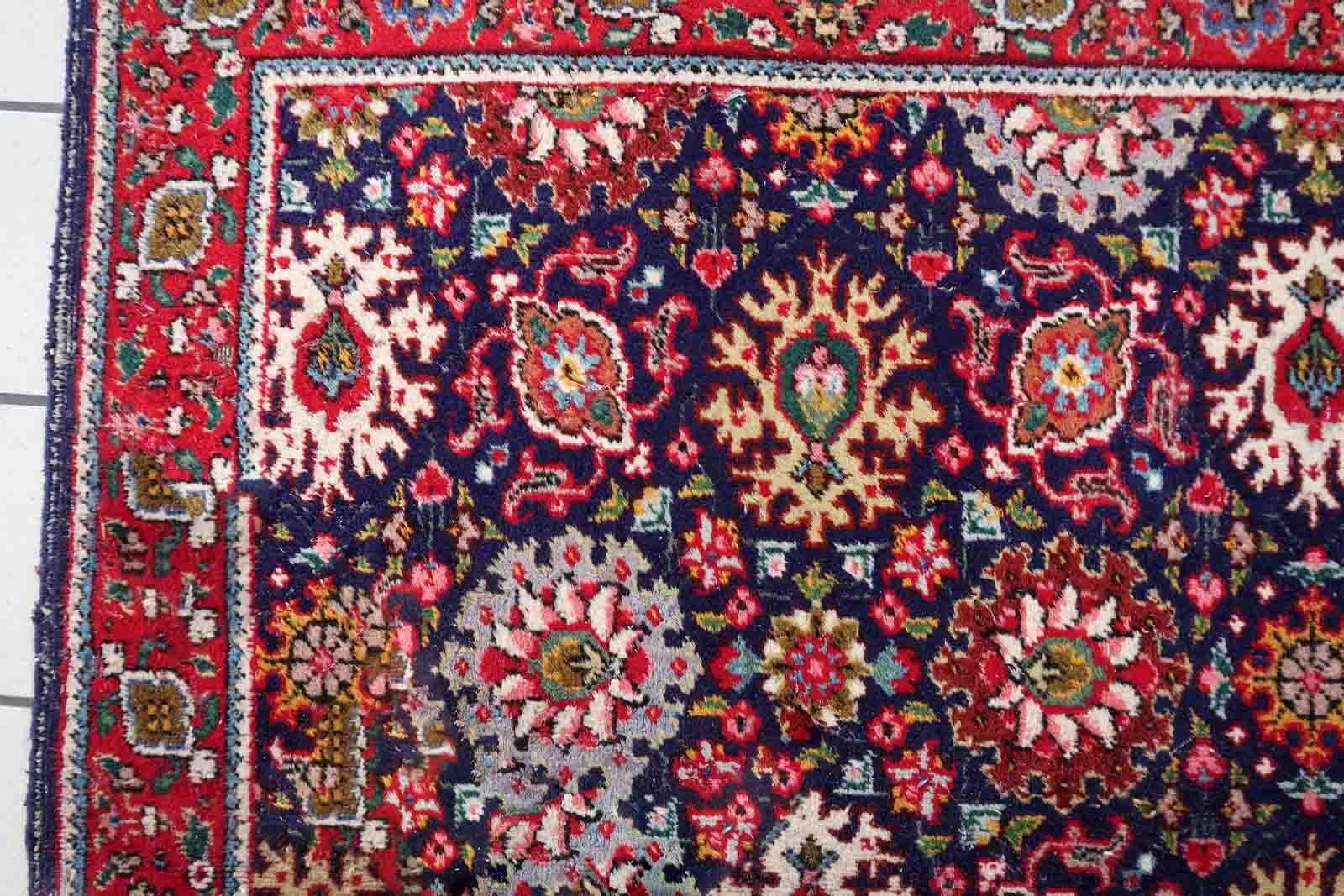 Handmade Vintage Tabriz Style Rug, 1950s, 1C1031 In Fair Condition For Sale In Bordeaux, FR