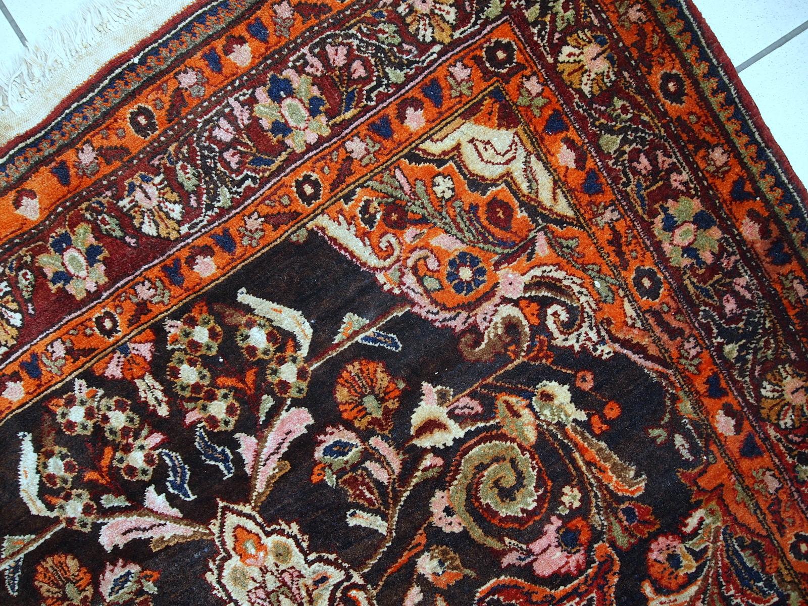 Tappeto fatto a mano in stile Tabriz vintage, anni '50, 1C423 in vendita 3