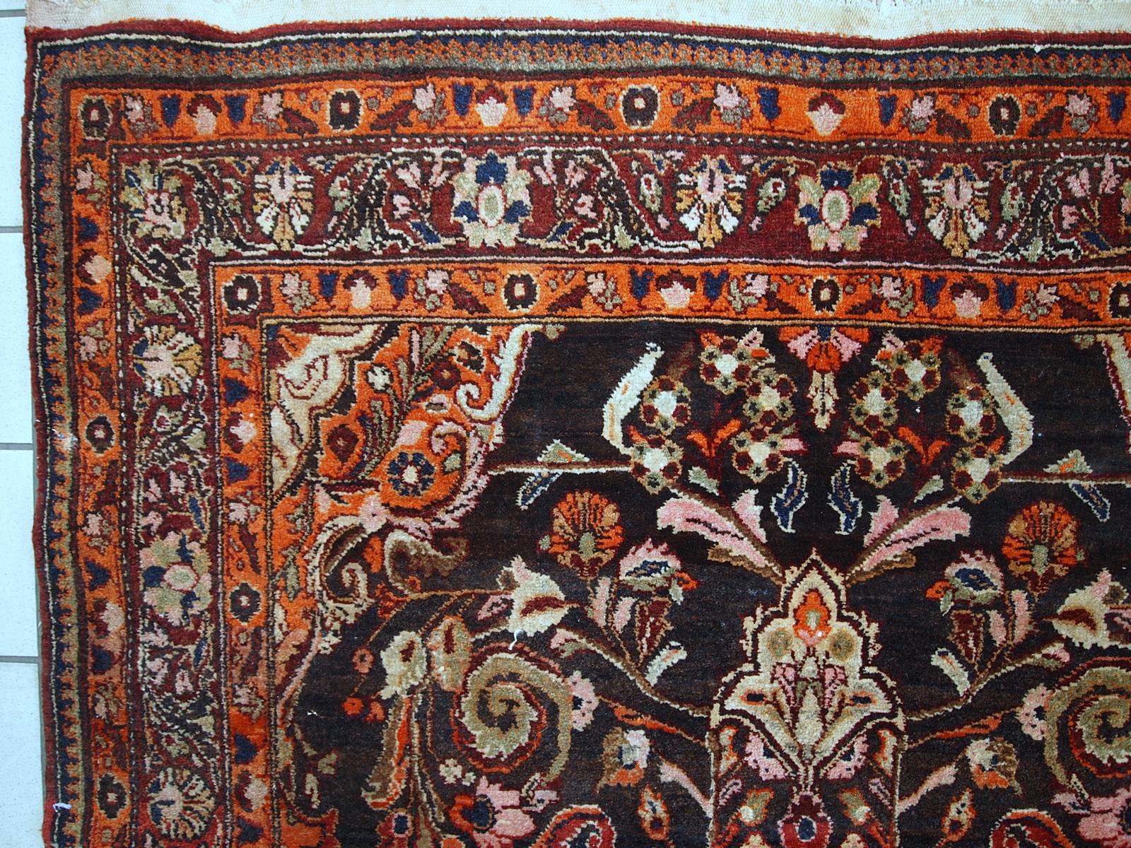 Tappeto fatto a mano in stile Tabriz vintage, anni '50, 1C423 in vendita 4