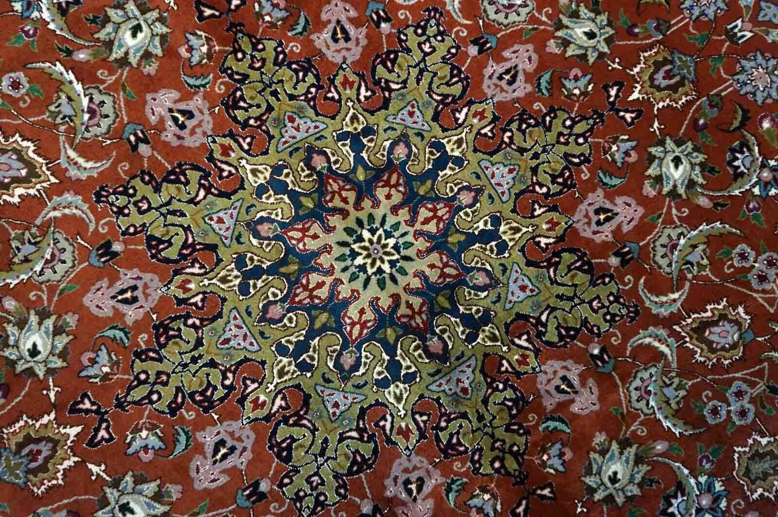 Handgefertigter Vintage-Teppich im Täbris-Stil, 1970er Jahre, 1D13 im Zustand „Gut“ im Angebot in Bordeaux, FR