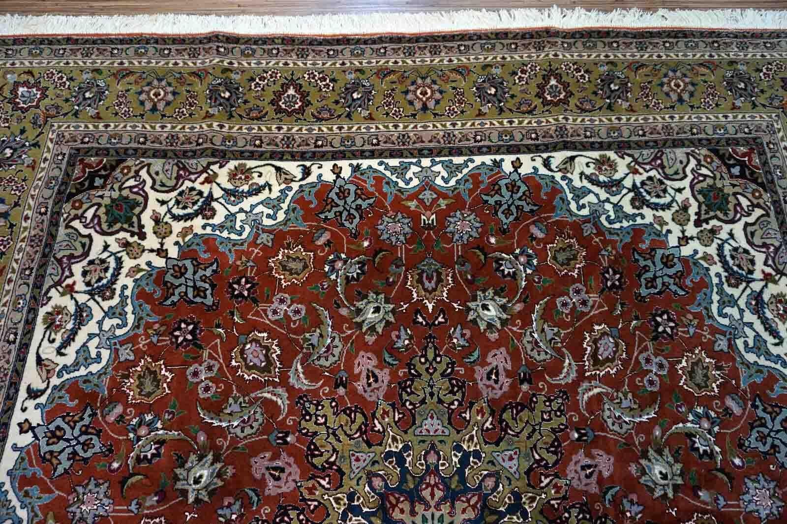 Late 20th Century Handmade Vintage Tabriz Style Rug, 1970s, 1D13 For Sale