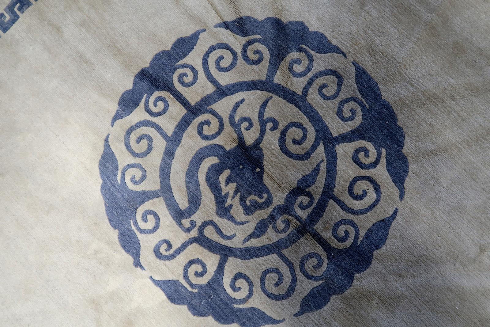 Handgefertigter tibetischer Khaden-Teppich 4,8' x 6.1' (147cm x 187cm) 1970er - 1C1064 im Angebot 4