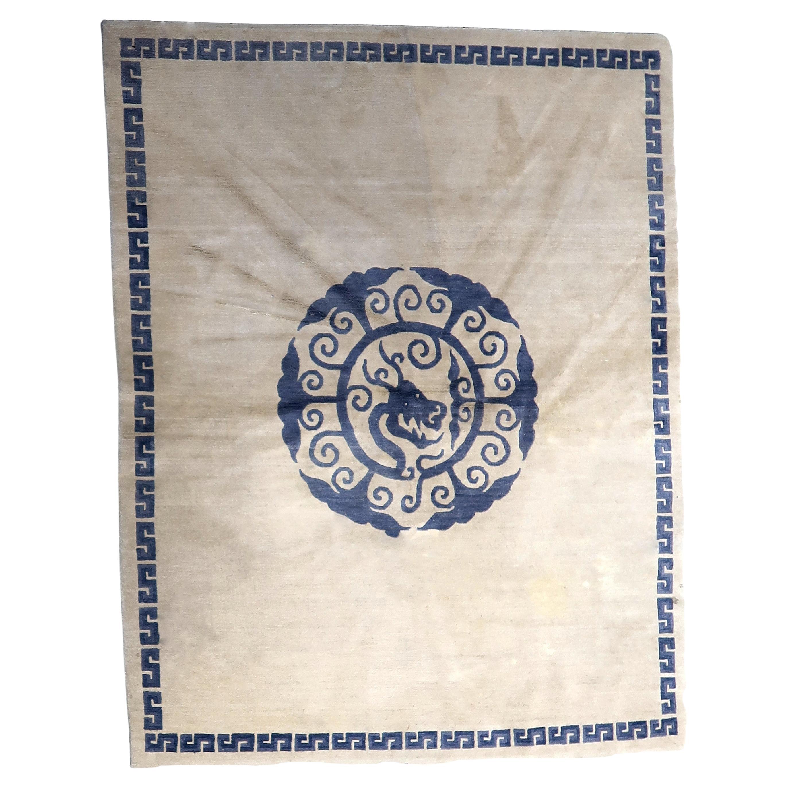 Handgefertigter tibetischer Khaden-Teppich 4,8' x 6.1' (147cm x 187cm) 1970er - 1C1064 im Angebot