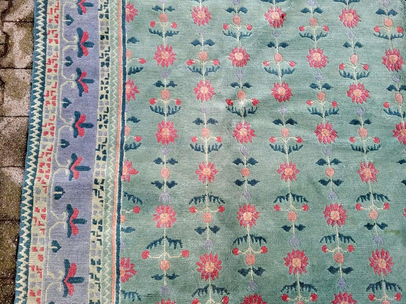Tapis tibétain Khaden vintage fait main 9.9' x 11.8' 1970 - 2K37 Bon état - En vente à Bordeaux, FR