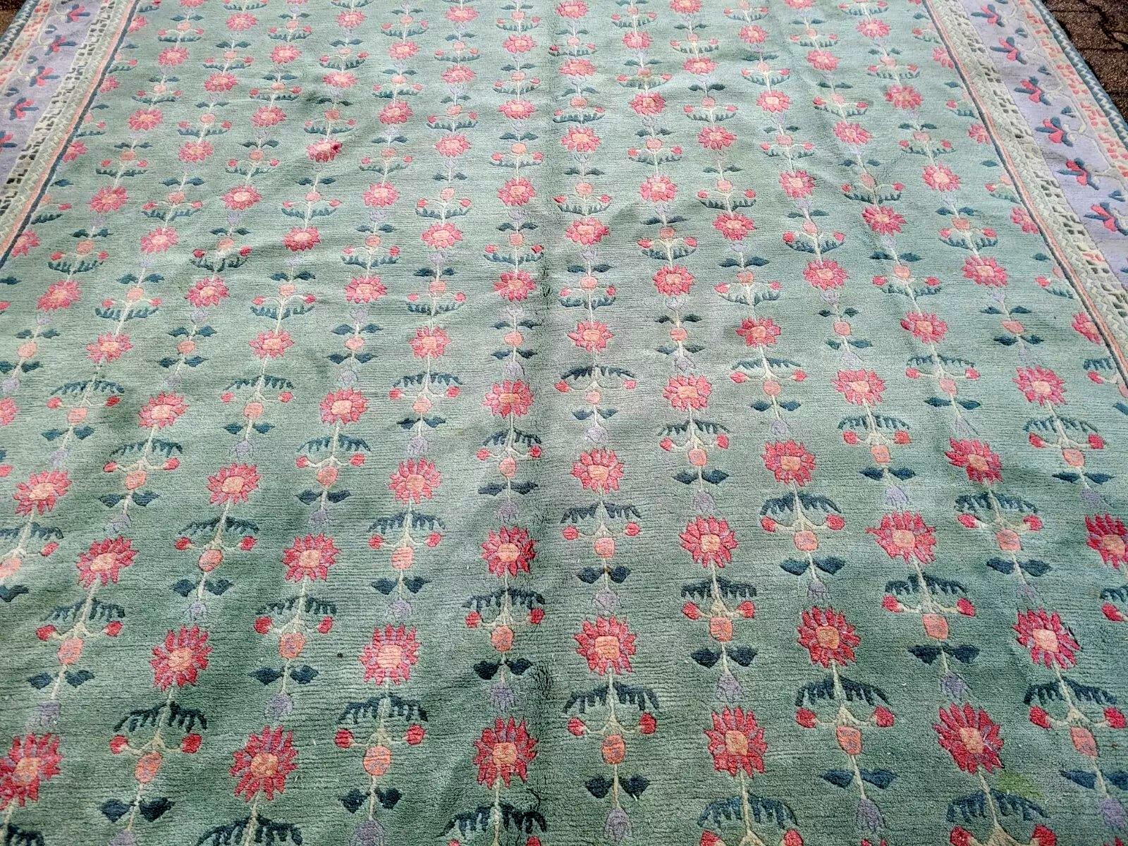 Fin du 20e siècle Tapis tibétain Khaden vintage fait main 9.9' x 11.8' 1970 - 2K37 en vente