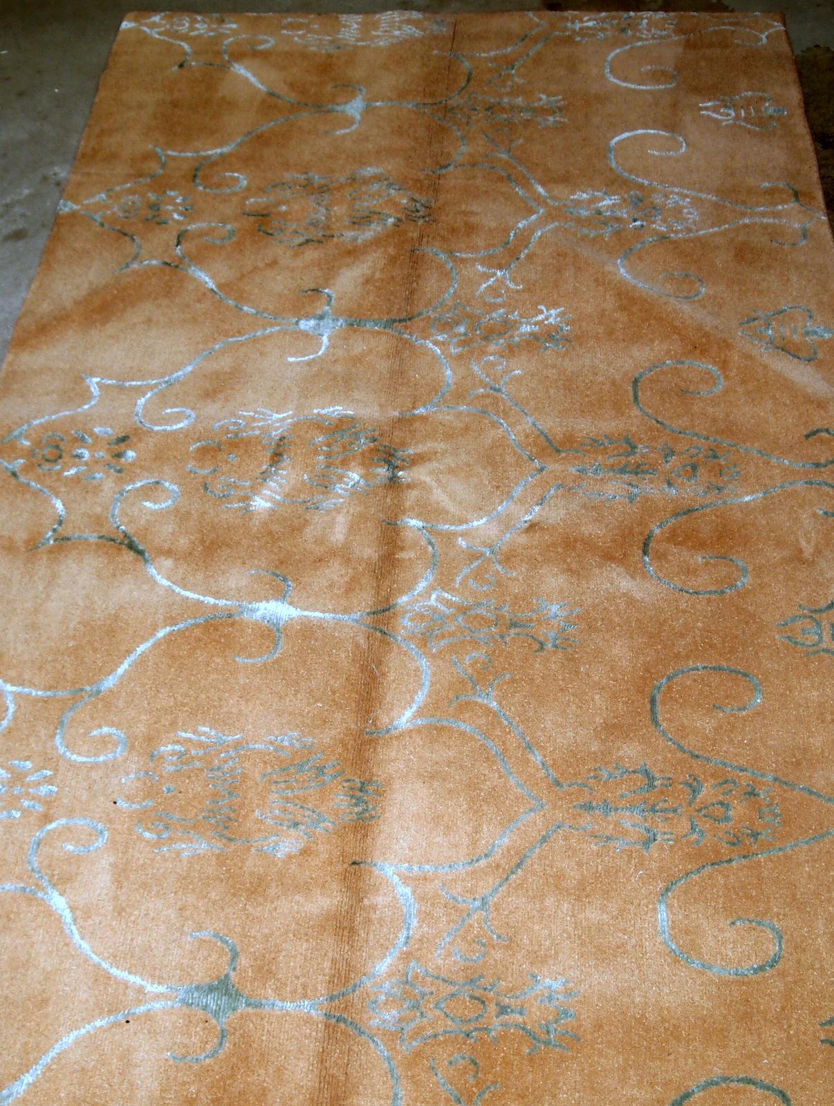 Hand-Knotted Handmade Vintage Tibetan Modern Rug with Silk, 1980s, 1B769 For Sale