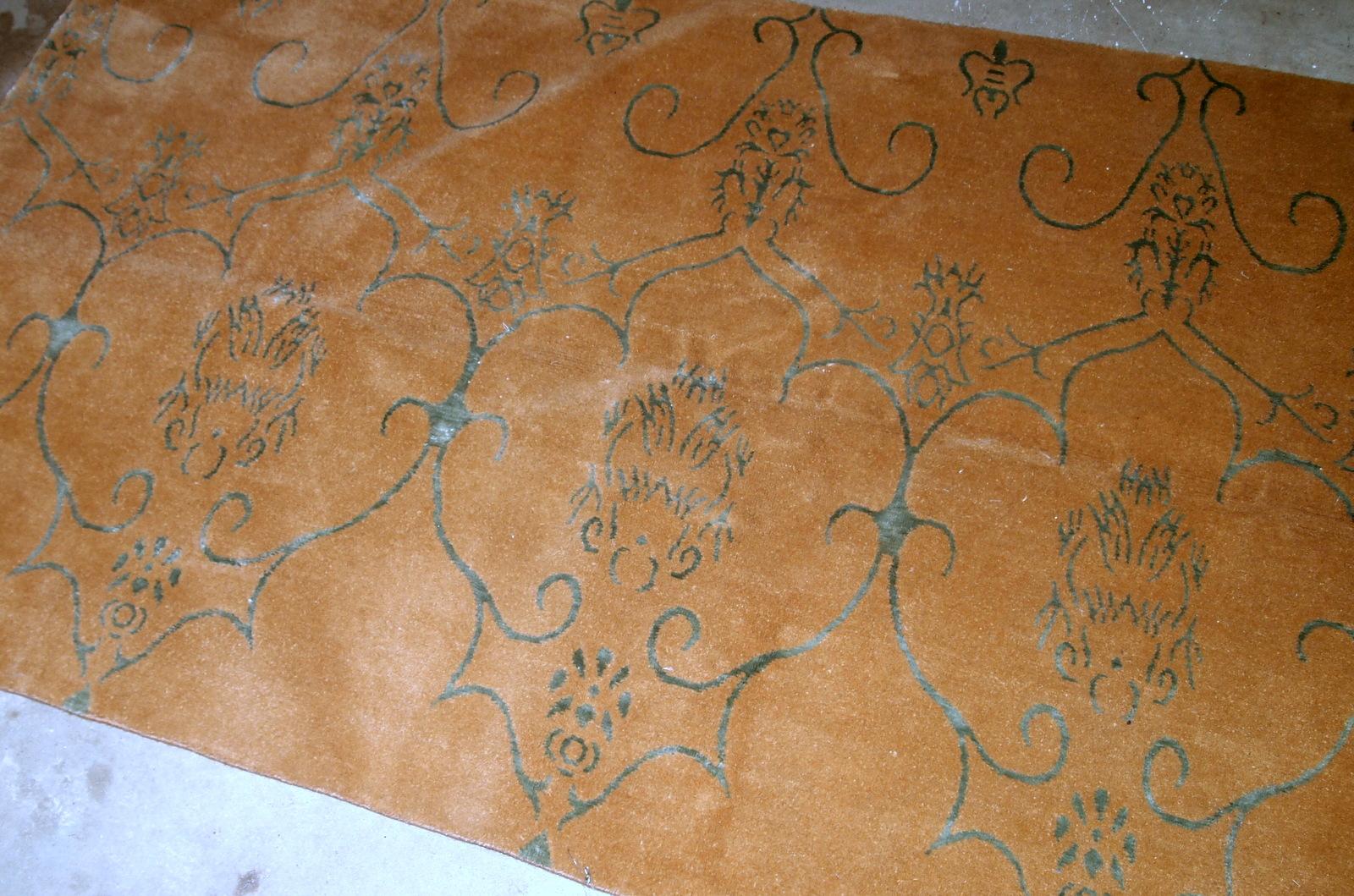 Tapis tibétain moderne vintage en soie fait à la main avec soie, années 1980, 1B769 Bon état - En vente à Bordeaux, FR