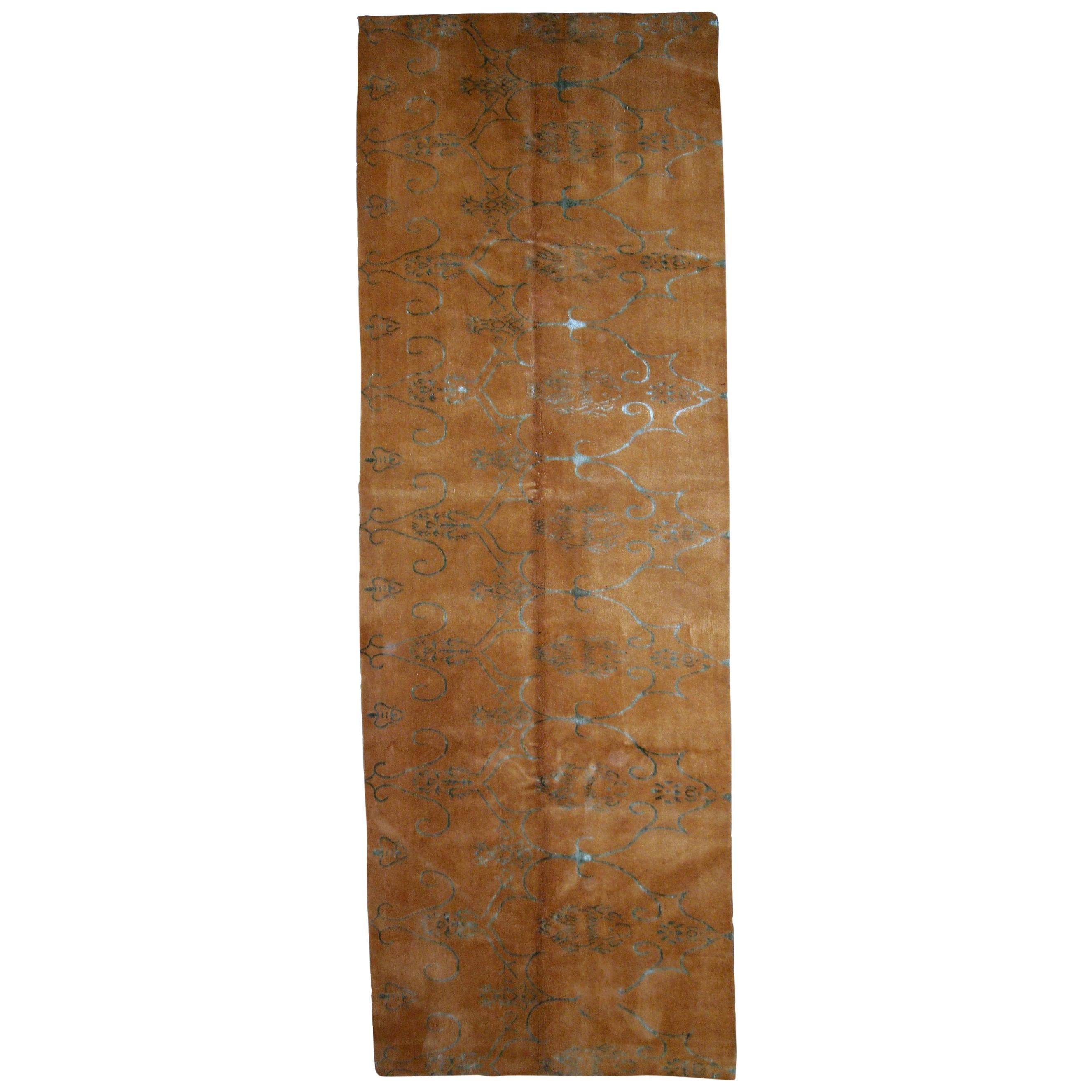 Tapis tibétain moderne vintage en soie fait à la main avec soie, années 1980, 1B769