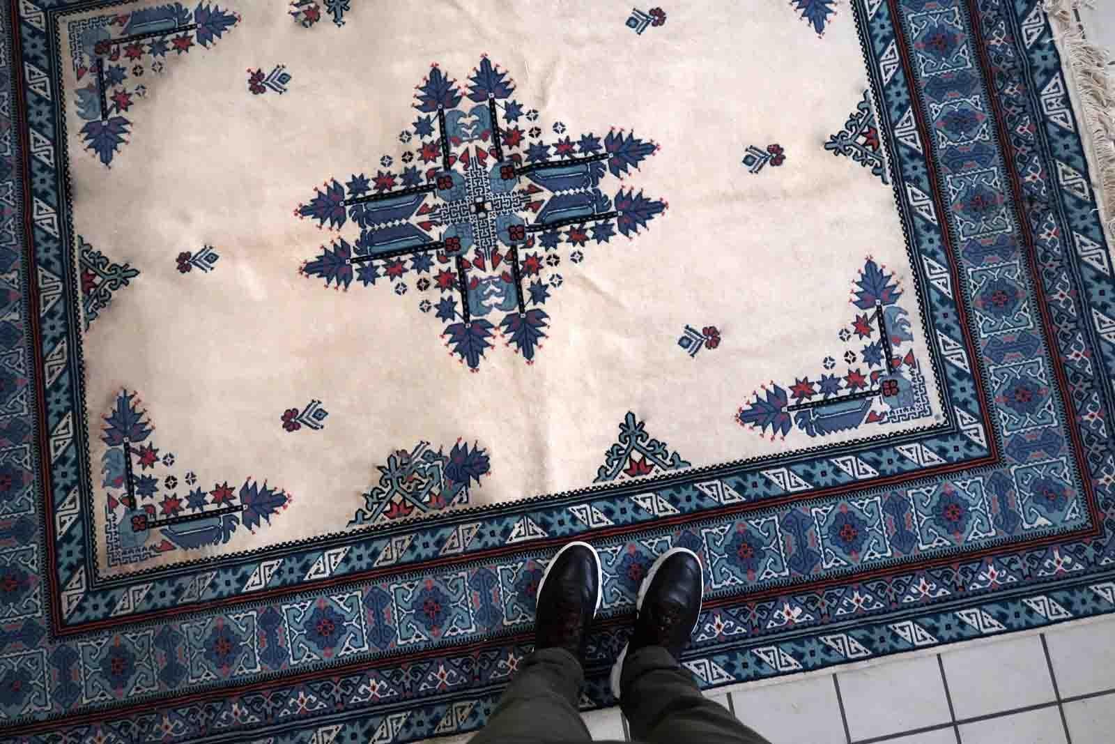 Hand-Knotted Handmade Vintage Tunisian Berber Rug, 1970s, 1C1035 For Sale