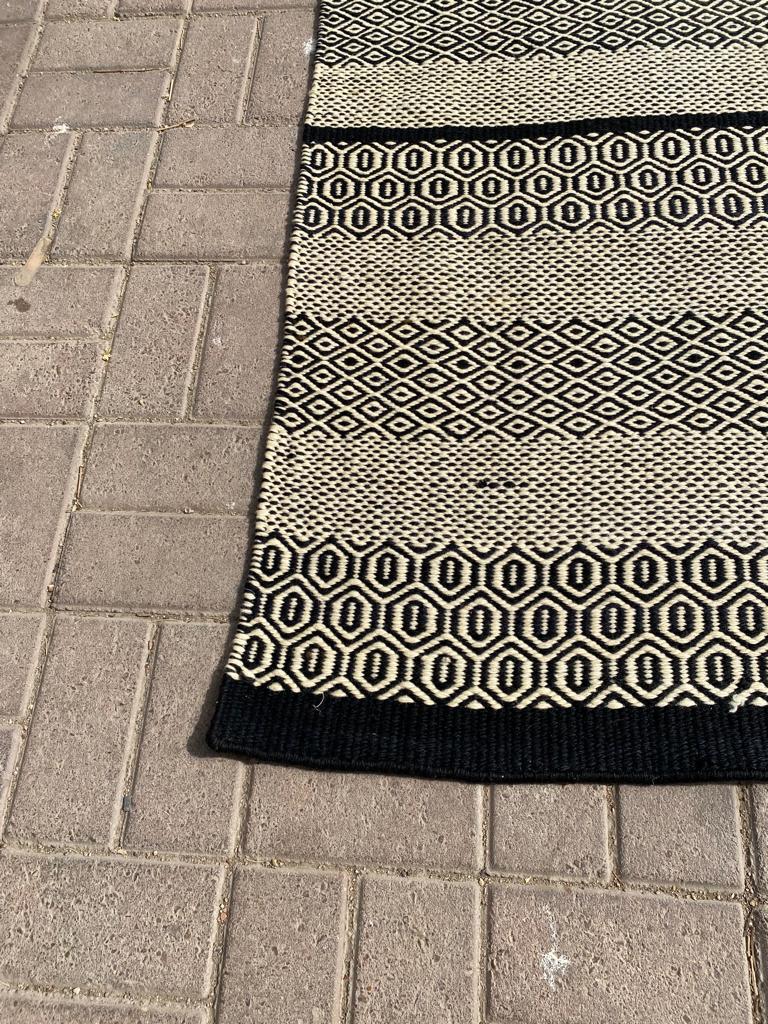 Wool Handmade Vintage Tunisian Geometric Kilim Rug 6.1' x 8.8', 1970s - 2B19 For Sale
