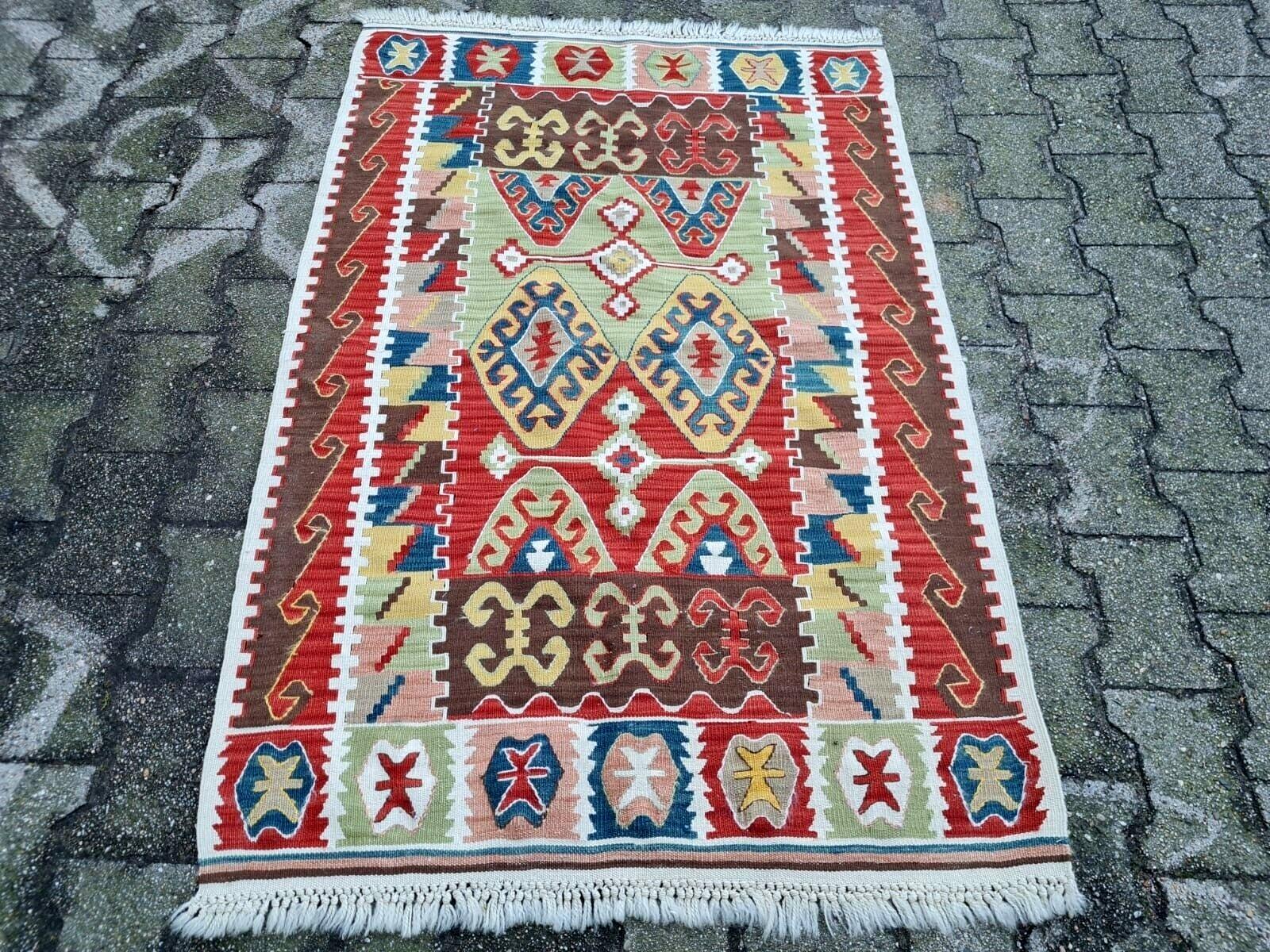 Handgefertigte Vintage türkischen anatolischen Kilim Teppich 3,1 'x 4,6' 1990er Jahre - 2K42 (Französisch) im Angebot