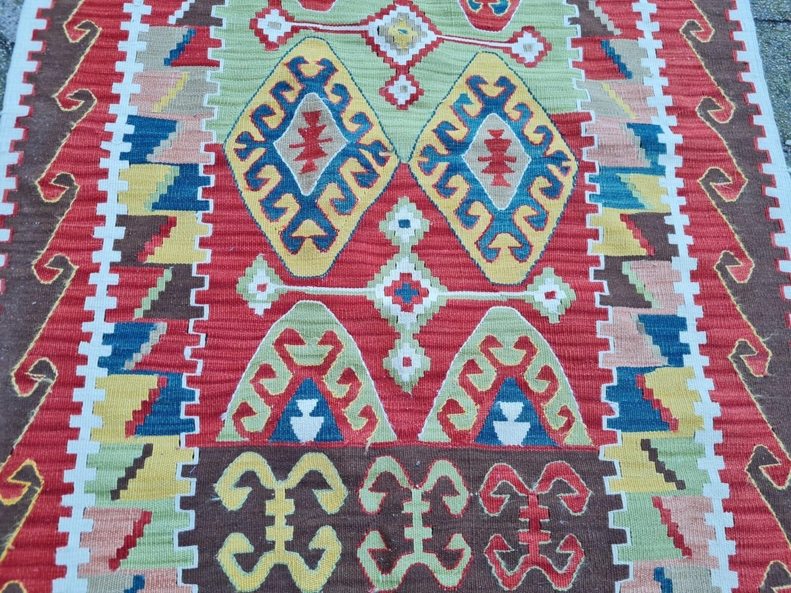 Handgefertigte Vintage türkischen anatolischen Kilim Teppich 3,1 'x 4,6' 1990er Jahre - 2K42 (Ende des 20. Jahrhunderts) im Angebot
