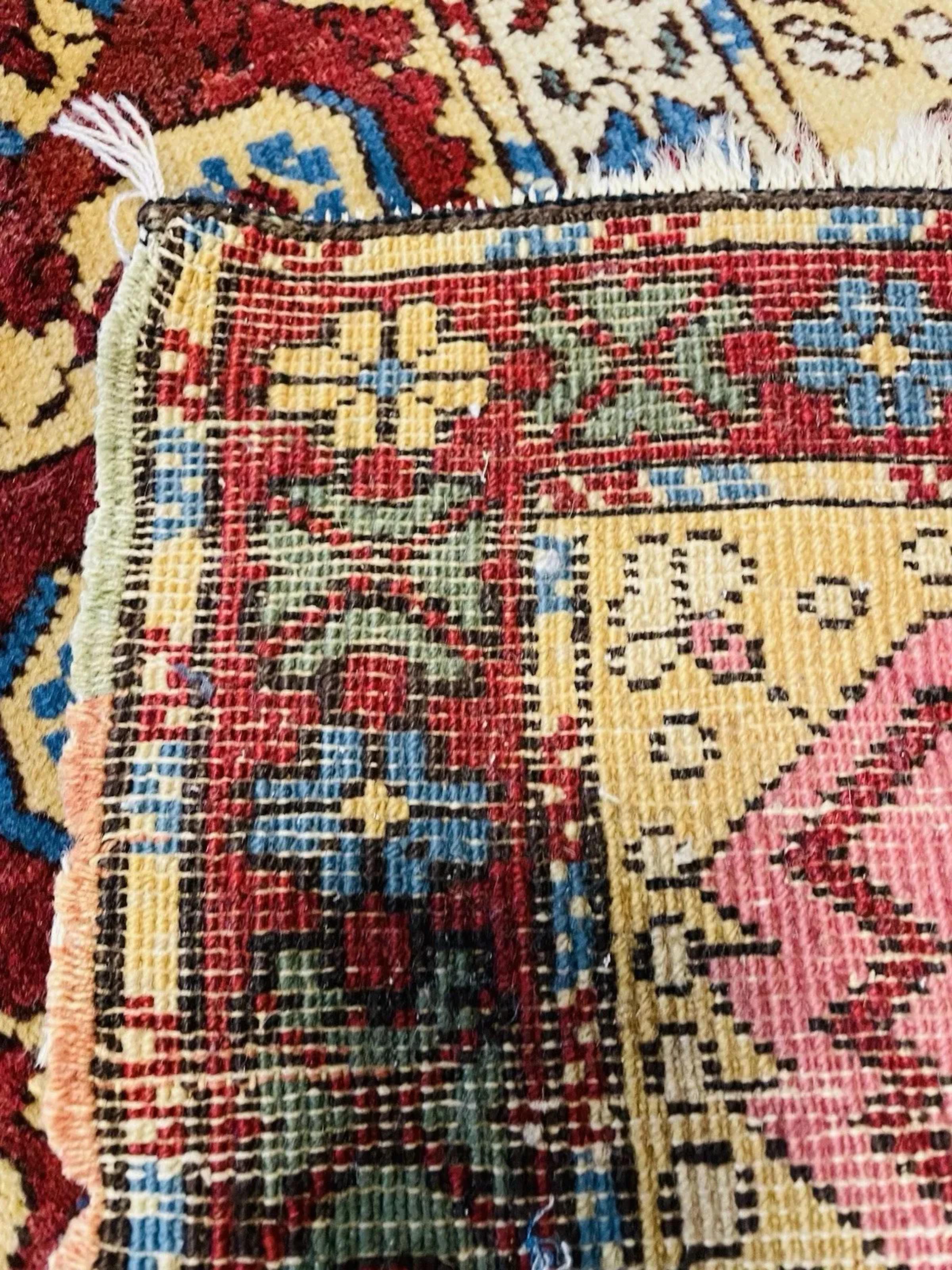 Lana Tappeto di preghiera anatolico turco d'epoca fatto a mano 4,2' x 6,3', anni '40 - 1N105 in vendita