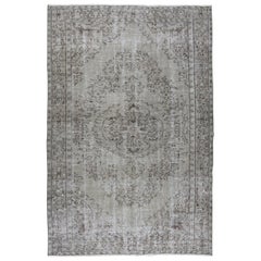 6x9 Ft Handgefertigter türkischer Vintage-Teppich in Grau, übergefärbt, 4 moderne Inneneinrichtungen