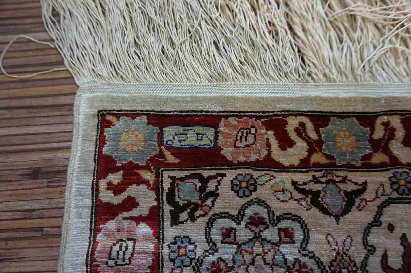 Handmade Vintage Turkish Hereke Silk Prayer Rug, 1950s, 1D11 1