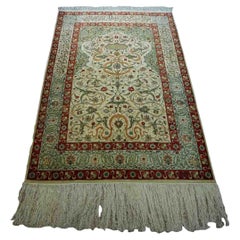 Handmade Vintage Turkish Hereke Silk Prayer Rug, 1970s, 1D16