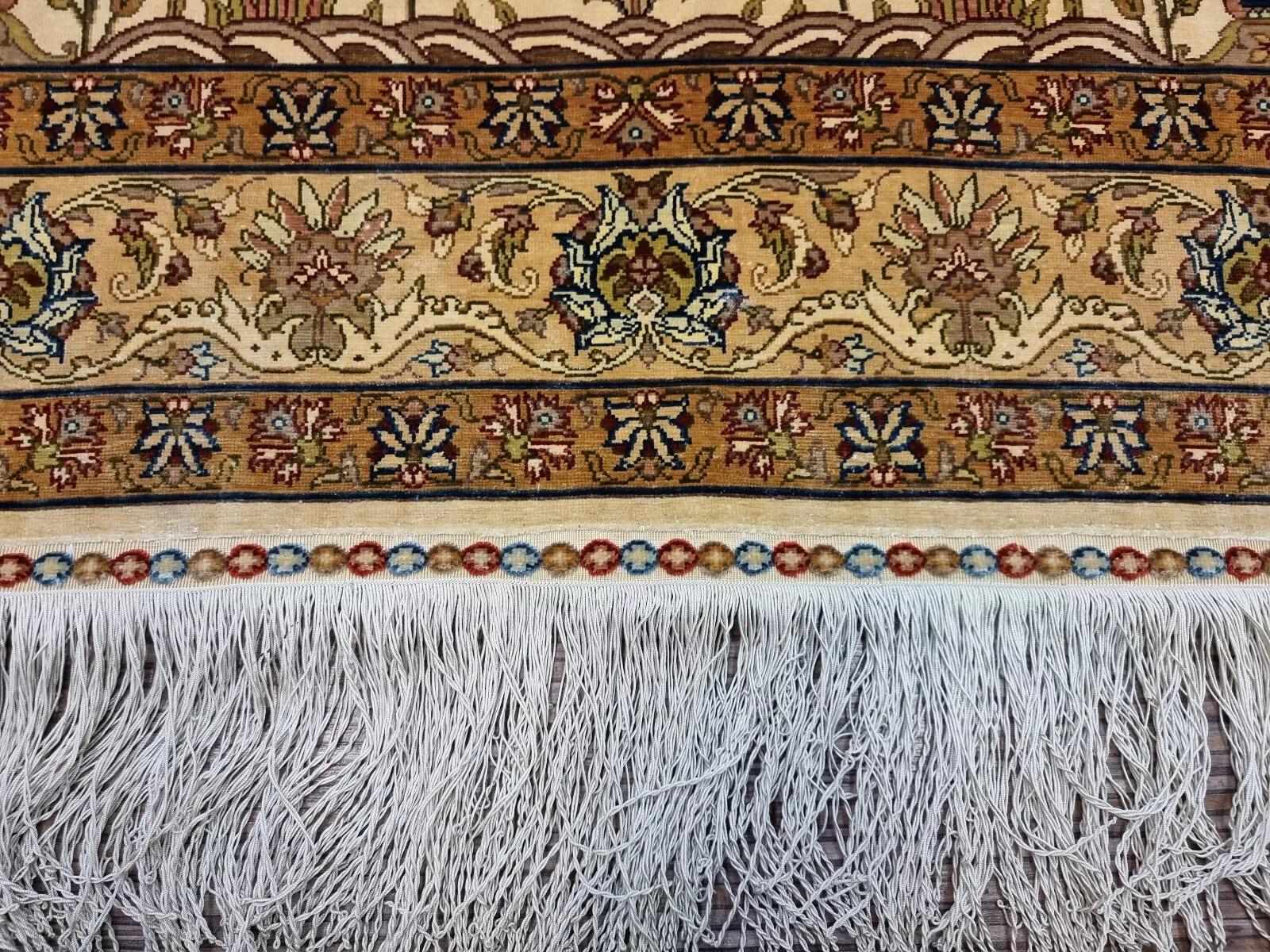 Handmade Vintage Turkish Hereke Silk Prayer Rug 3' x 4.3', 1970s - 1D126 7