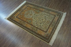 Handmade Vintage Turkish Hereke Silk Prayer Rug 3.2' x 4.5', 1970s - 1D52