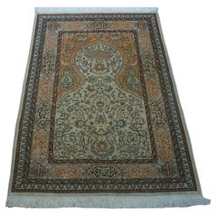 Handmade Vintage Turkish Hereke Silk Prayer Rug 3.2' x 4.5', 1970s - 1D52