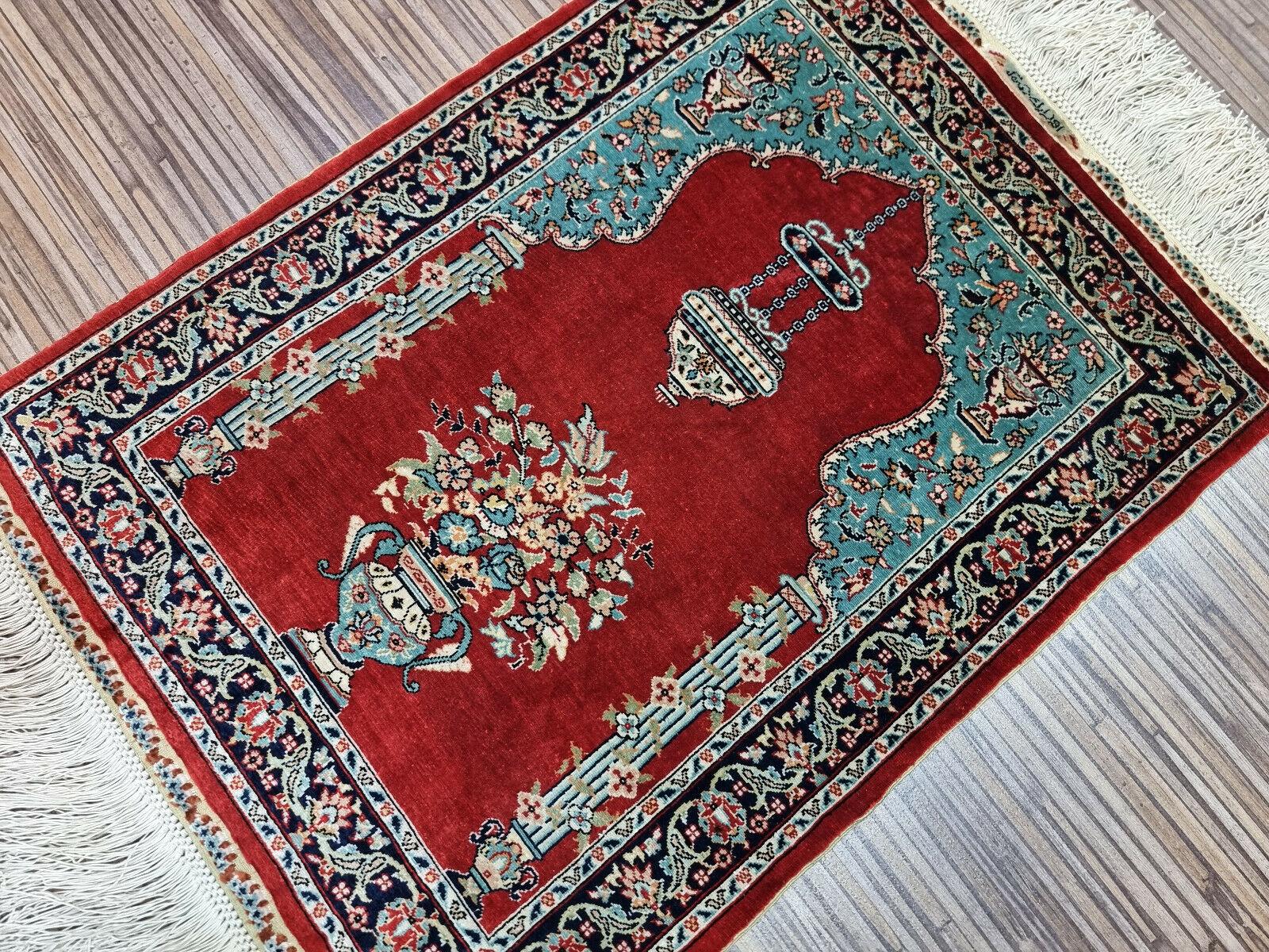 Tappeto di seta turco Hereke vintage fatto a mano 13
