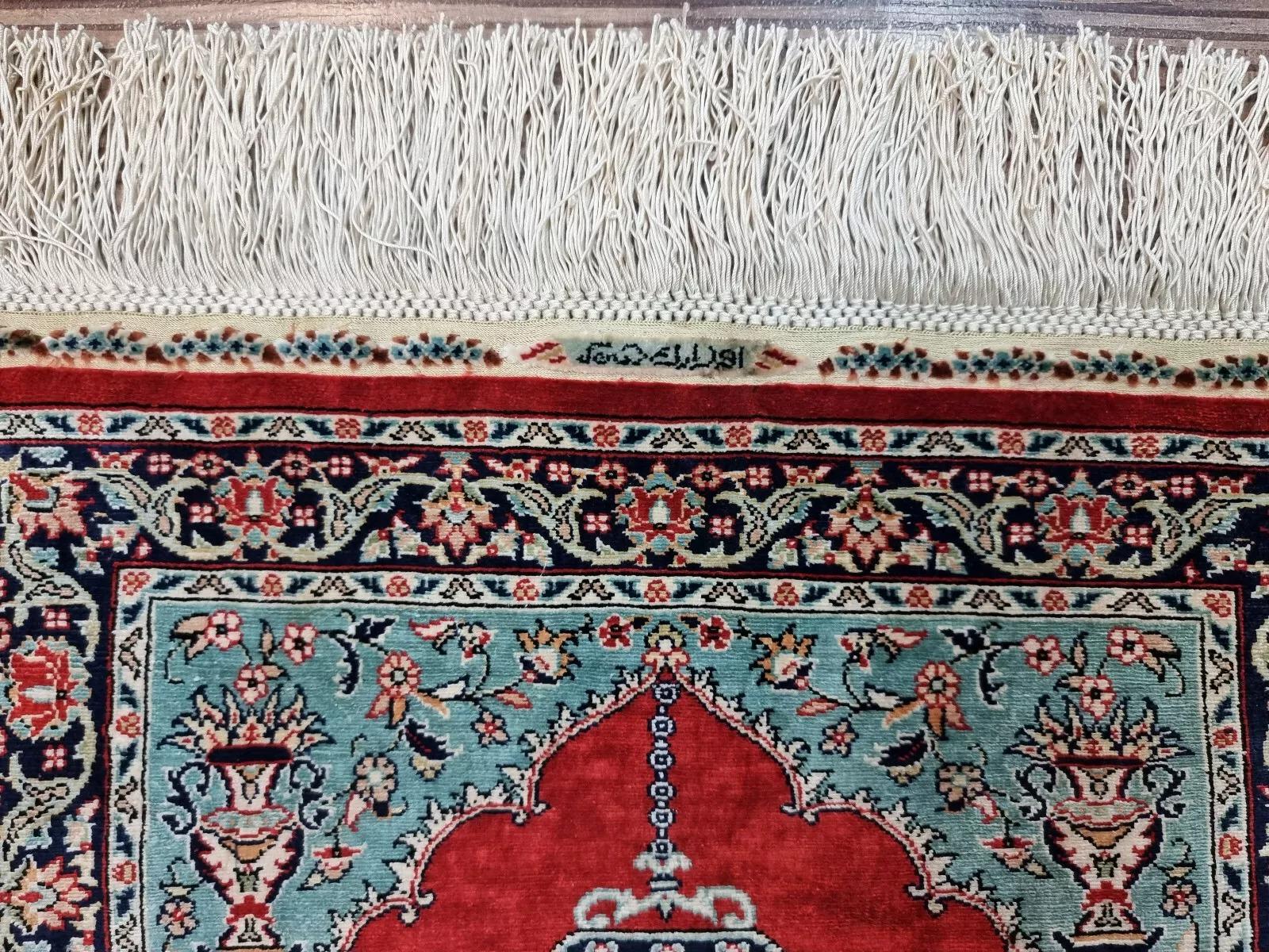 Tappeto di seta turco Hereke vintage fatto a mano 13