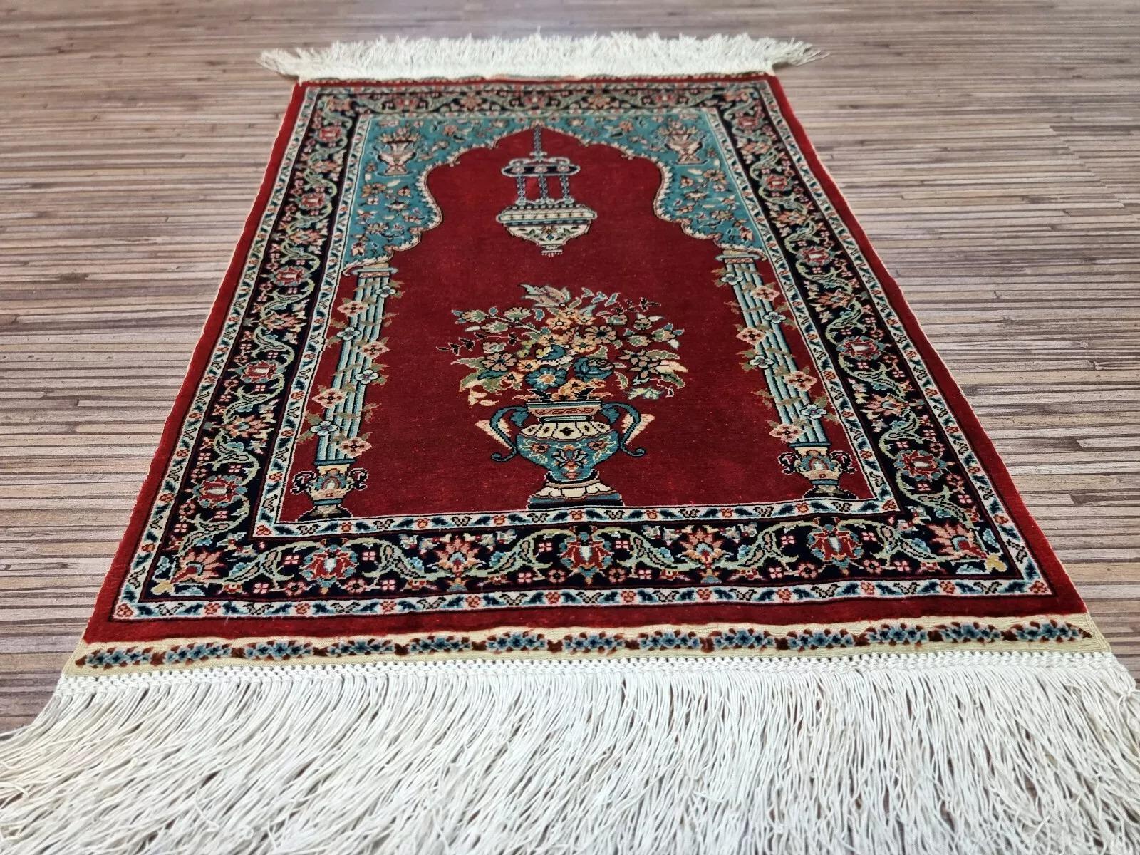 Seta Tappeto di seta turco Hereke vintage fatto a mano 13