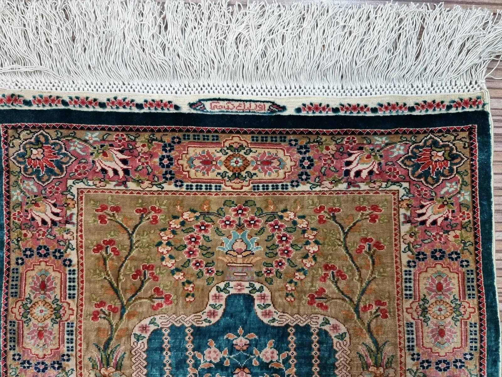 Fin du 20e siècle Tapis turc Hereke vintage fait à la main 13