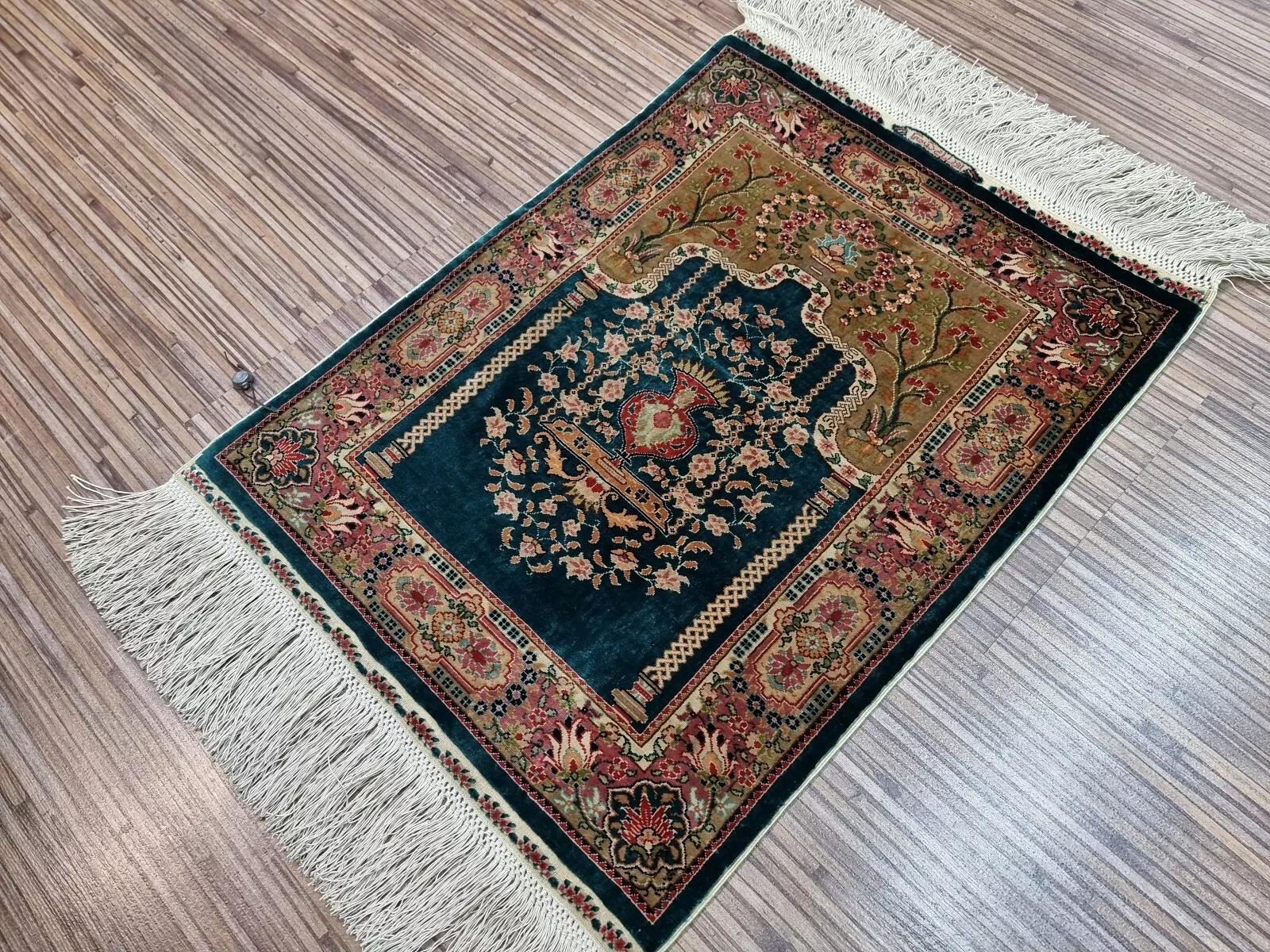 Soie Tapis turc Hereke vintage fait à la main 13