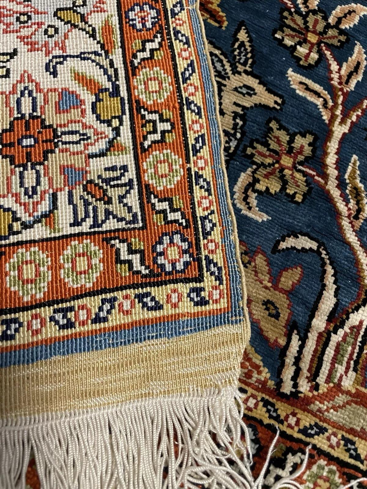 Tappeto di seta turco Hereke vintage fatto a mano 2,5' x 3,6', anni '70 - 1N73 in vendita 4