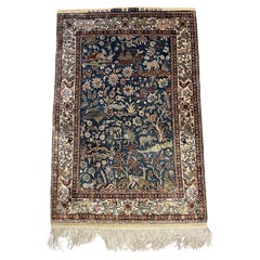 Handmade Vintage Turkish Hereke Silk Rug 2.5' x 3.6', 1970s - 1N73