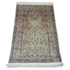 Handmade Vintage Turkish Hereke Silk Rug 2.6' x 3.7', 1980s - 1D134