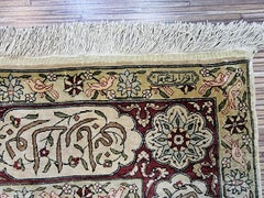 Tapis en soie Hereke vintage fait main 3.3' x 4.7', 1960s - 1D128