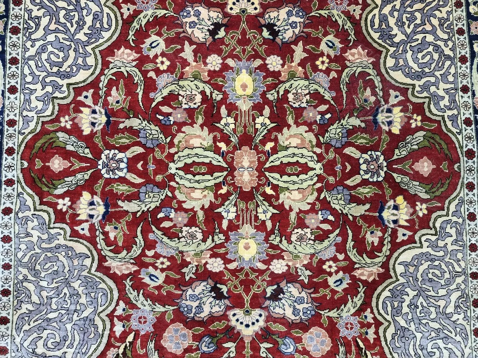Handmade Vintage Turkish Hereke Silk Rug 3.3' x 4.8' 1980s - 1D152 In Good Condition In Bordeaux, FR