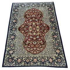 Handmade Vintage Turkish Hereke Silk Rug 3.3' x 4.8' 1980s - 1D152