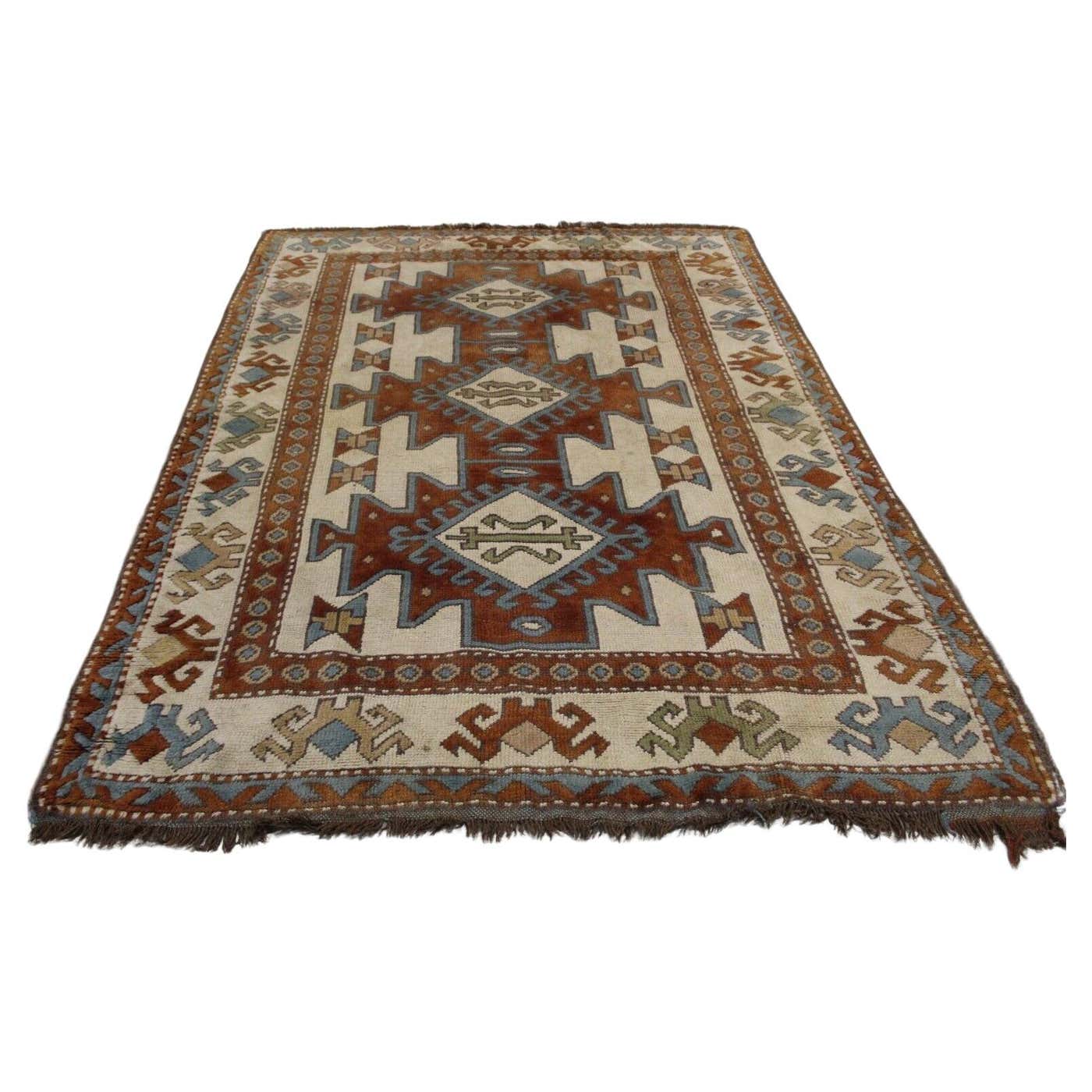 Handmade Vintage Turkish Kars Rug 4.4' x 6', 1970s - 1K11 For Sale at ...