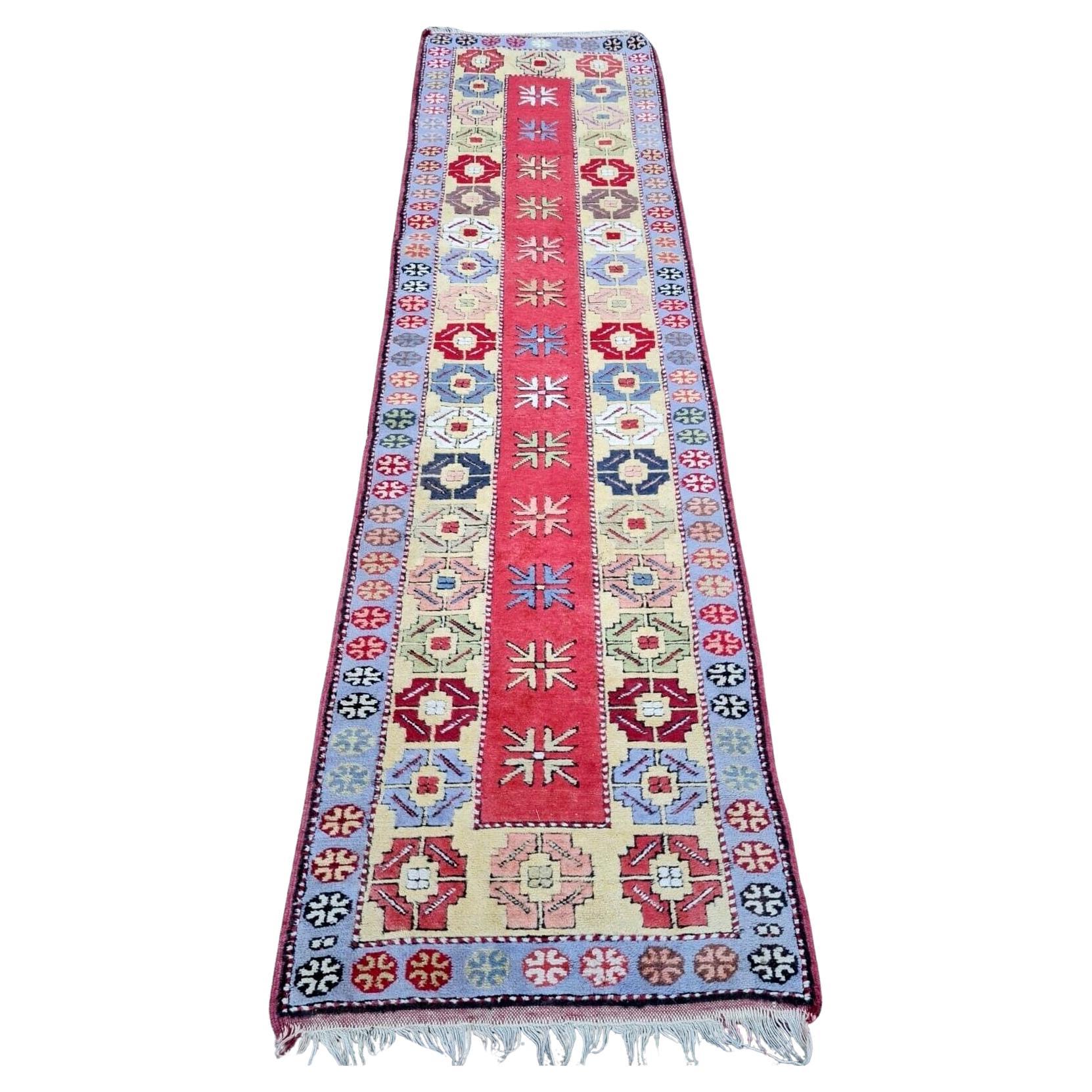 Tapis de course Vintage Kars Turc 2.5' x 8.9' 1960s - 2K41