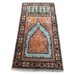 Handmade Vintage Turkish Kayseri Praying Rug 2.6' x 4.9', 1960s - 1S41