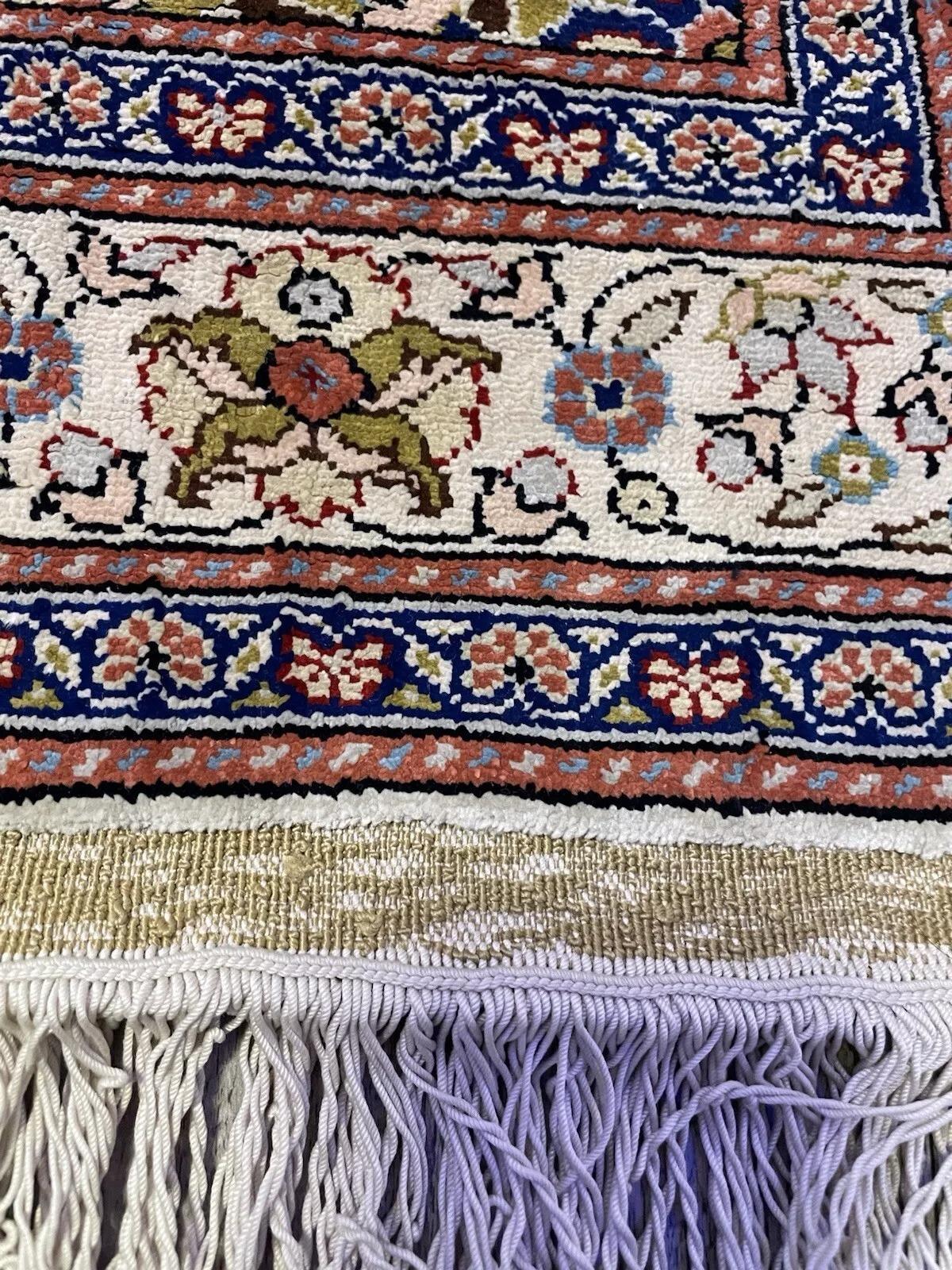 Late 20th Century Handmade Vintage Turkish Keyseri Silk Rug 2' x 3.3' 1970s - 1N85 For Sale