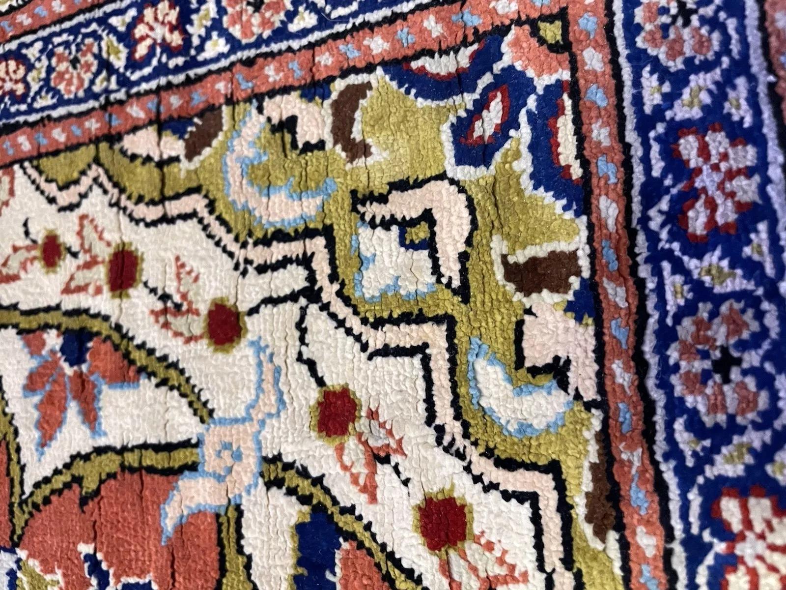 Handmade Vintage Turkish Keyseri Silk Rug 2' x 3.3' 1970s - 1N85 For Sale 2
