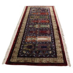 Handmade Vintage Turkish Keyseri Silk Rug 2.8' x 7' 1970s - 1K25