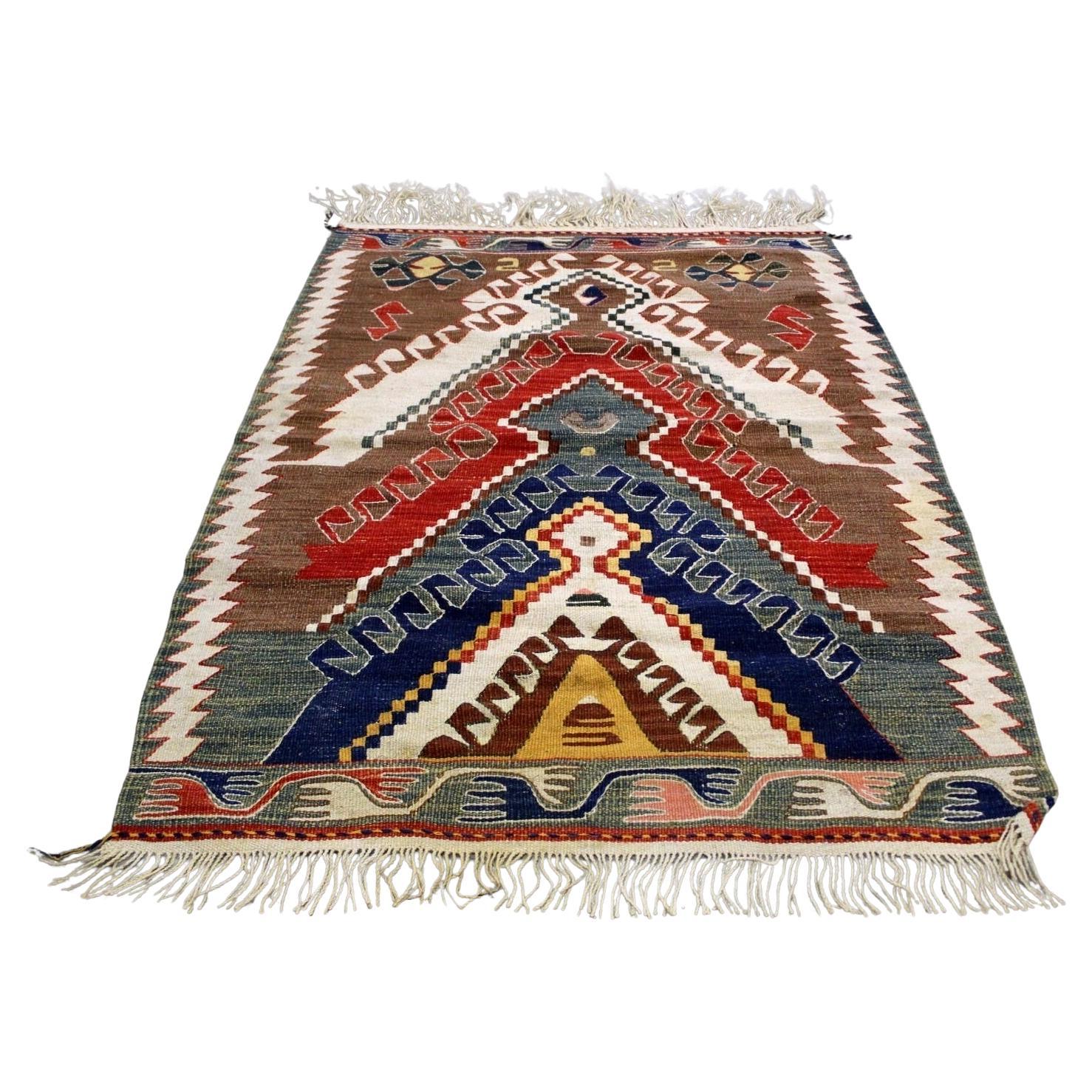 Rug & Kilim turc vintage fait main 3.1' x 3.11, 1960s - 1K06 en vente