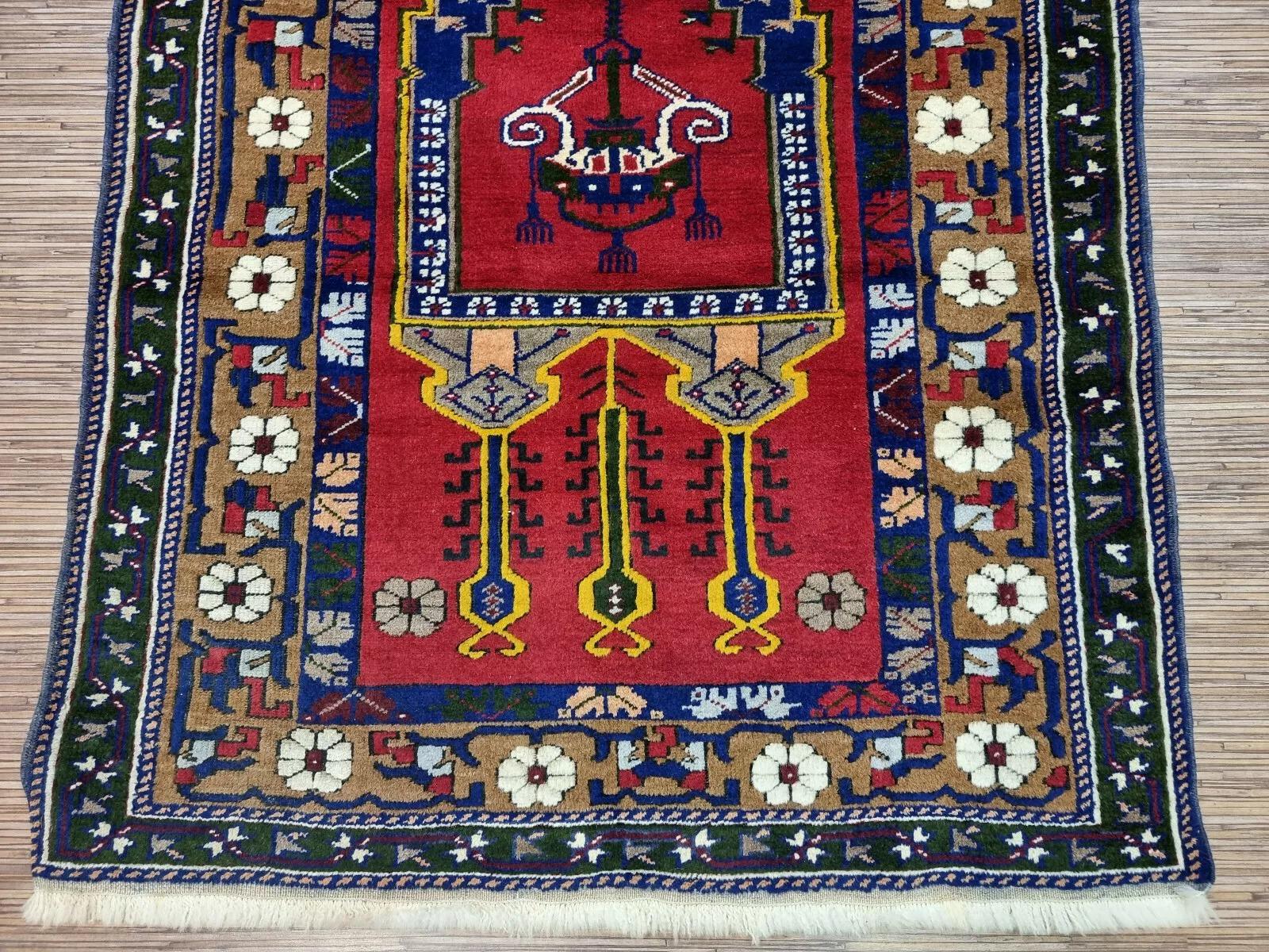Mid-20th Century Handmade Vintage Turkish Konya Rug 3.5' x 6' 1960s - 1D202