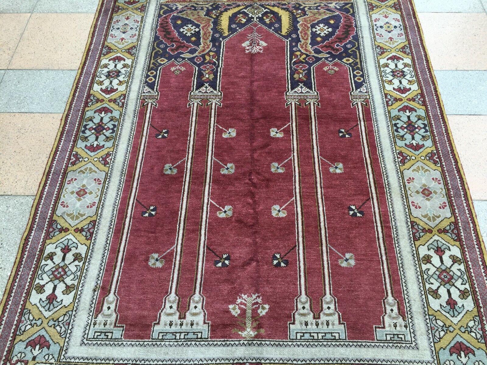 Handmade Vintage Turkish Konya Rug 3.9' x 5.9', 1950s - 1W06 For Sale 5