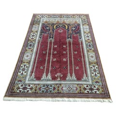 Handgefertigter türkischer Konya-Teppich im Vintage-Stil 3.9' x 5.9', 1950er Jahre - 1W06
