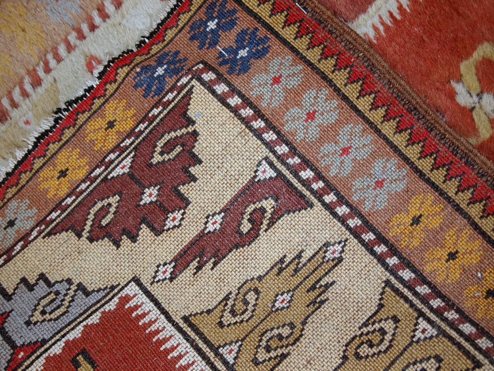 Hand-Knotted Handmade Vintage Turkish Melas Runner, 1950s, 1C689 For Sale