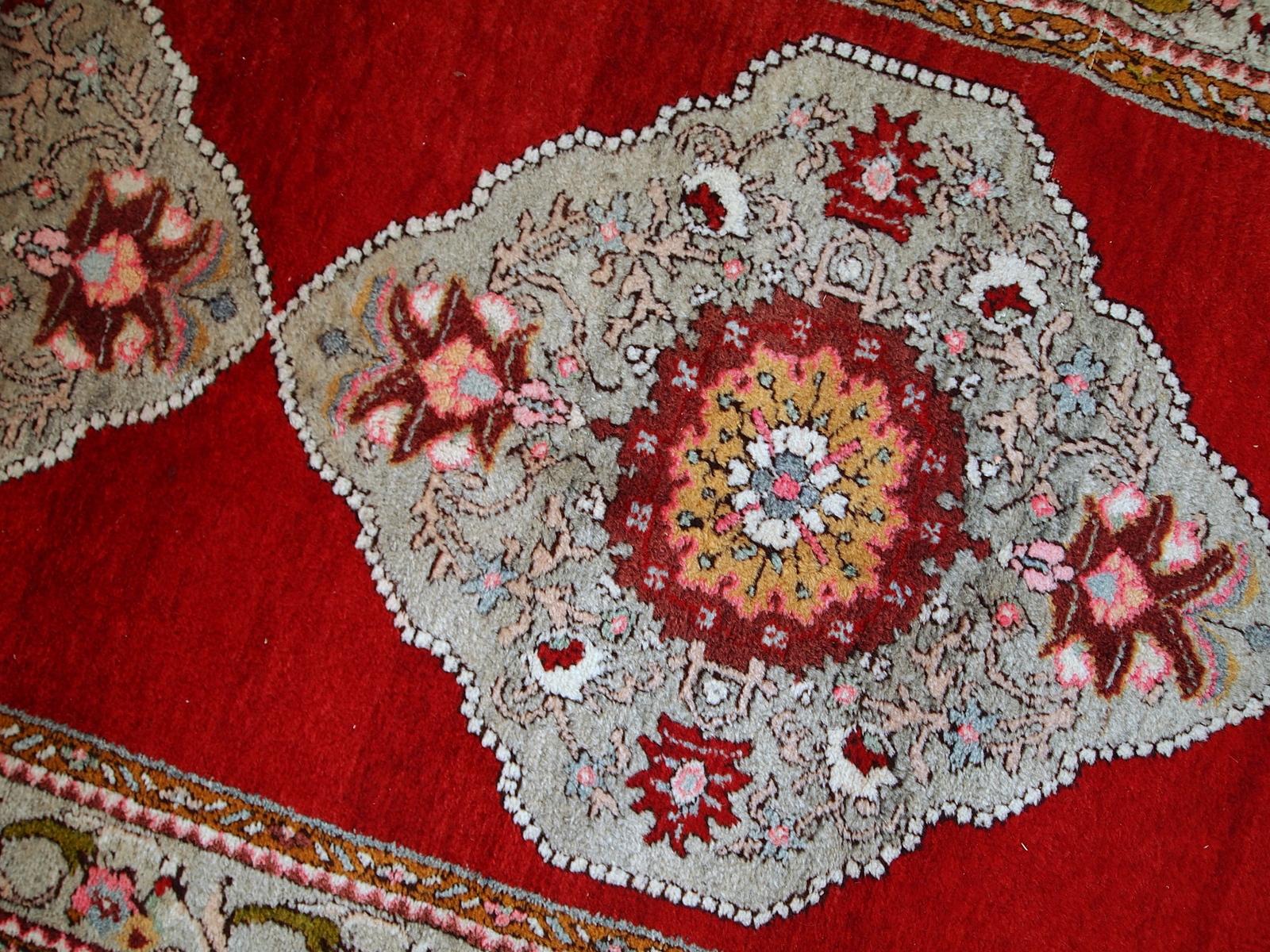 XX secolo Runner Oushak turco vintage fatto a mano, anni '40, 1C515 in vendita